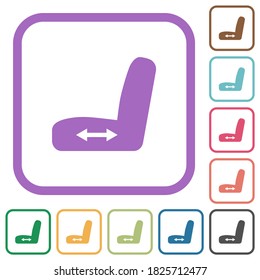 Car seat adjustment simple icons in color rounded square frames on white background