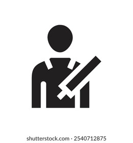 Car seat belt icon on white background