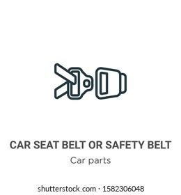 Car seat belt or safety belt outline vector icon. Thin line black car seat belt or safety belt icon, flat vector simple element illustration from editable car parts concept isolated on white 