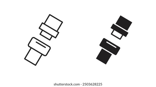 Car seat belt vector icon in solid and outline style