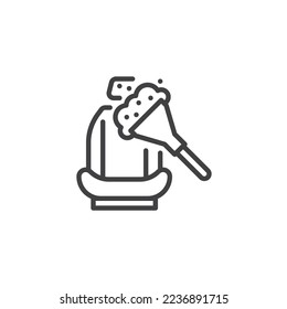 Car seat cleaning line icon. linear style sign for mobile concept and web design. Seat cleaning service outline vector icon. Symbol, logo illustration. Vector graphics