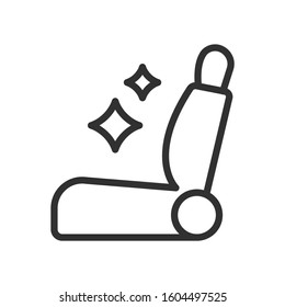 Car Seat Cleaning, shiny, linear icon. Editable stroke