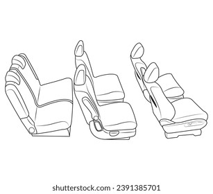 Car seat of a family car in outline and vector.