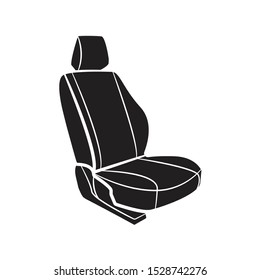 Car seat flat black icon. Car armchair vector illustration isolated on white