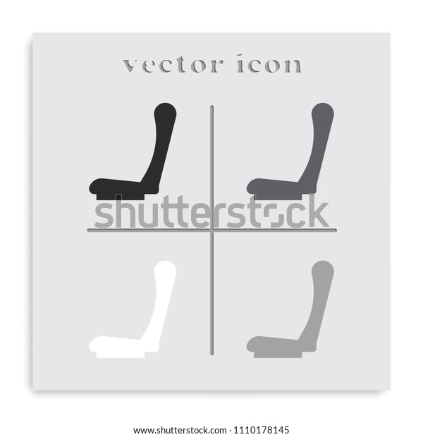 Car seat flat\
black and white vector\
icon.