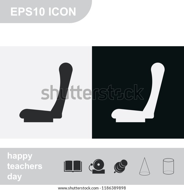 Car seat flat\
black and white vector\
icon.