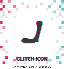 Car seat  glitch effect vector icon.