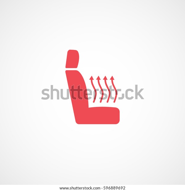 Car Seat\
Heating Red Flat Icon On White\
Background