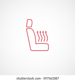 Car Seat Heating Red Line Icon On White Background