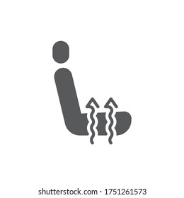 Símbolo del icono del vector de calefacción del asiento del automóvil aislado en fondo blanco