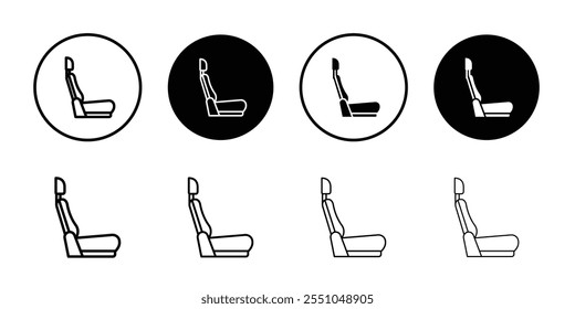 Car seat icon Black and white outline vector