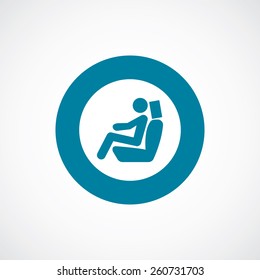 car seat icon bold blue circle border, white background  