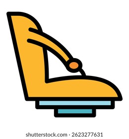 Car seat icon. Outline car seat vector icon color flat isolated