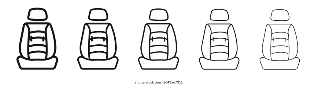 Car seat icon vector outline set illustration sign
