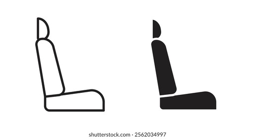 Car seat icons in flat and line style set.