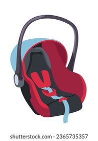 Car seat for infants and toddlers, isolated child armchair with anatomical cushions for comfort. Isolated automobile armchair for driving, safety and protection on road. Vector in flat style