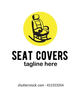 Car seat logo vector. Seat covers. Yeloow logo. Rocking chair