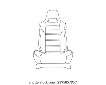 Car seat outline icon. Car driver seat. Front view. brand logo design element. sign for mobile concept and web design. Automobile seat. Vector outline icon isolated on white background. EPS 10.