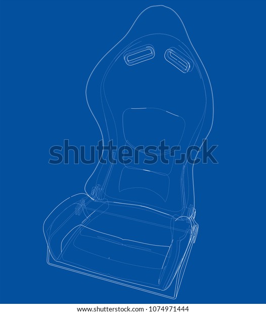 Car seat outlined vector\
rendering of 3d. The layers of visible and invisible lines are\
separated