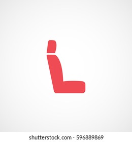 Car Seat Red Flat Icon On White Background