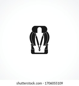 car seat with sports seat belts icon. isolated on white background for web and mobile