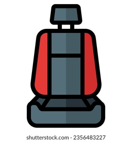 Car seat. Vector filled line icon of a car or automobile, symbolizing a machine for driving. It is presented in a filled line style, suitable for mobile concepts and web design