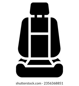 Car seat. Vector glyph icon of a car or automobile, symbolizing a machine for driving. It is presented in a glyph style, suitable for mobile concepts and web design