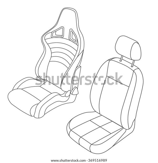  Car Seat vector line\
drawing set
