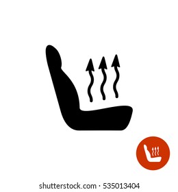 Car seat warm icon. Heating arrows up with auto seat silhouette.