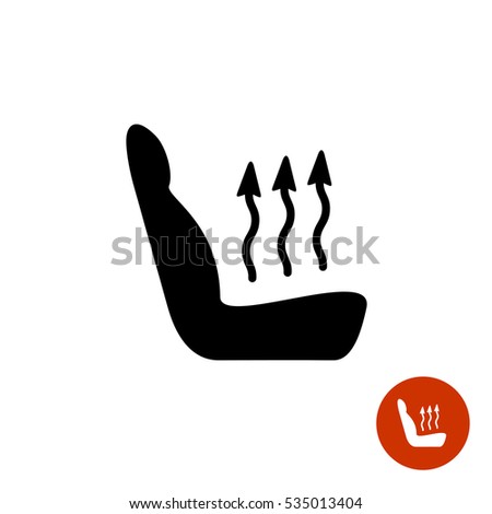 Car seat warm icon. Heating arrows up with auto seat silhouette.