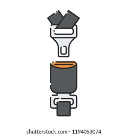 Car Seatbelt. Flat Abstract Icon. Vector Illustration