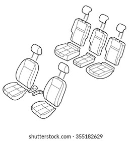 Car seats outline isometric drawing vector