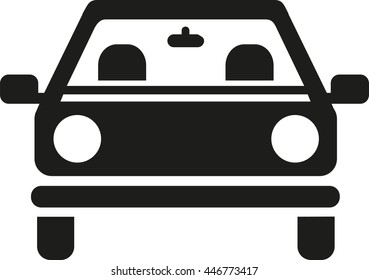 Car with seats and real-view mirror frontview