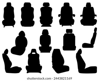 Car seats silhouette vector art white background