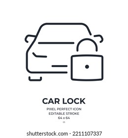 Car security editable stroke outline icon isolated on white background flat vector illustration. Pixel perfect. 64 x 64.