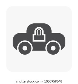 Car security and equipment icon on white.
