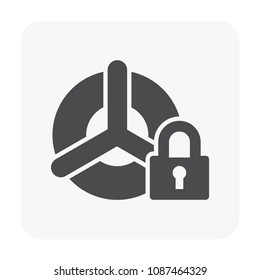 Car security and equipment icon on white.