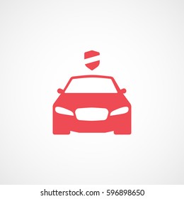 Car And Security Firewall Red Flat Icon On White Background