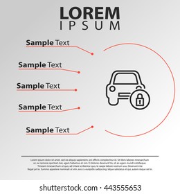 car security line icon. car security infographics template