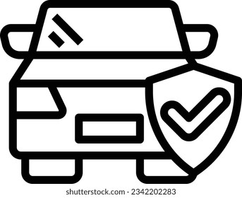 Car Security Line Icon - Single Icon, Vector 