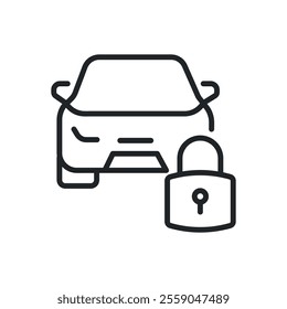 Car security thin line icons. Perfect pixel on transparent background