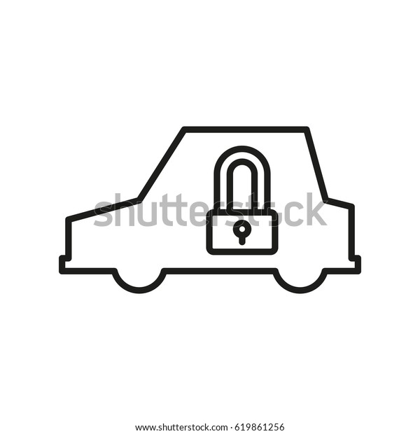 car\
security In Thin Line Style Isolated On White Background. Created\
For Mobile, Web, Decor, Print Products,\
Application