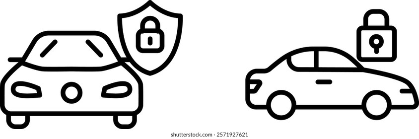 "Car Security Vector Icon Representing Vehicle Protection, Anti-Theft Systems, Safety Features, and Automobile Surveillance for Secure Driving and Parking"