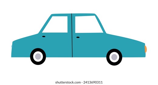 The car is a sedan body. Minimalistic flat style, vector illustration