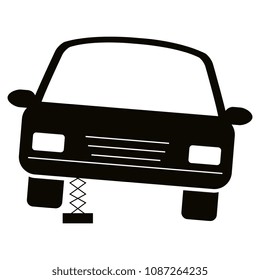 car sedan changing wheel