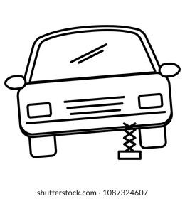 car sedan changing wheel