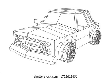 Car sedan city vehicle personal transport. Automobile for transportation auto. Wireframe low poly mesh vector illustration.