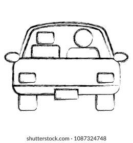 car sedan with driver vehicle icon