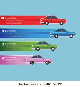 Car Sedan graph with different color and information