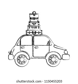 car sedan with pile suitcases